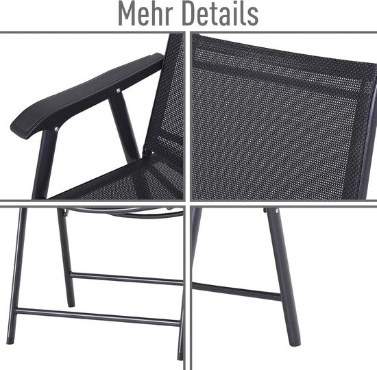 Set van 2 Campingstoelen - Klapstoel met armleuningen visstoel - zwart