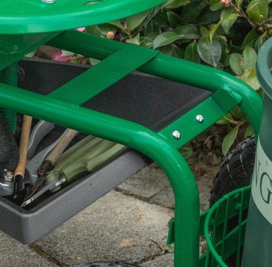 Tuinwagen met zitting, opbergmand voor tuingereedschap, verstelbare zithoogte 46-59 cm - tot 150 kg
