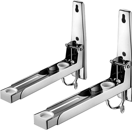 Magnetron Beugel - 2 Stuks - RVS - Verstelbare Muurbeugel Magnetron - Microwave Holder - Magnetron Rek - Magnetron Ophangbeugel - Magnetron Steun - Magnetron Wandsteun