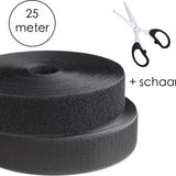 Klittenband Zelfklevend 25 meter - Klittenband zelfklevend Zwart - Klittenband - Zelfklevend Klittenband - Klittenband Rol - Klittenband met schaar