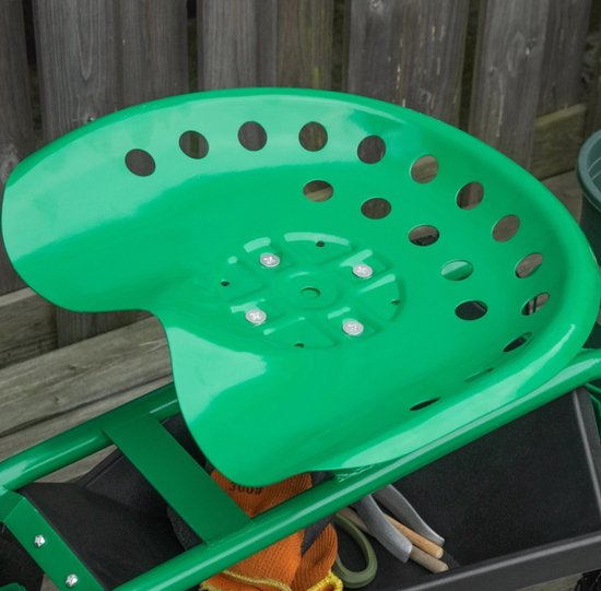 Tuinwagen met zitting, opbergmand voor tuingereedschap, verstelbare zithoogte 46-59 cm - tot 150 kg