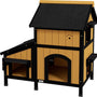Kattenhuis Kattenhut met Bloembak - 96x65x85 cm - Geel + Zwart