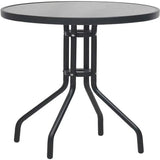 Ronde Glazen Tuintafel – Ø60 cm – Gehard Glas & Stalen Frame – Weerbestendig – Perfect voor Tuin, Balkon & Terras
