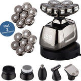 Carewat Glad Pro met extra scheerkop – 7-in-1 elektrisch scheerapparaat voor mannen – hoofd & baard scheren – nat & droog gebruik – waterdicht, draadloos en met LED display