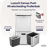 Luzzo Kansas Push Afvalscheidingsprullenbak 63 liter 3 bakken