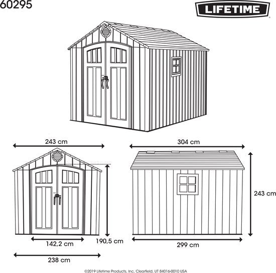 Lifetime - LG60295 - Tuinhuis - Tuinschuur - 244 x 244 x 305 cm