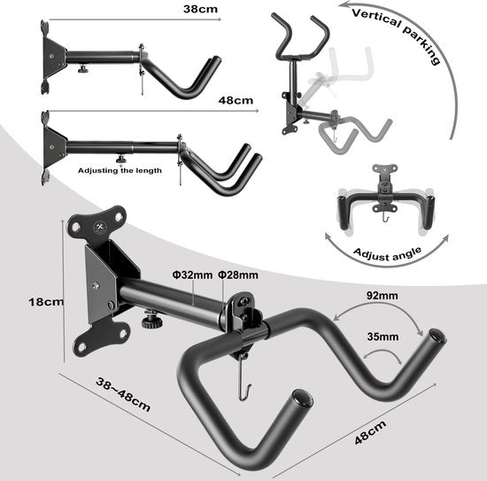 4toolz® Fiets Fiets Ophangsysteem Opklapbaar - Wandbeugel voor fiets