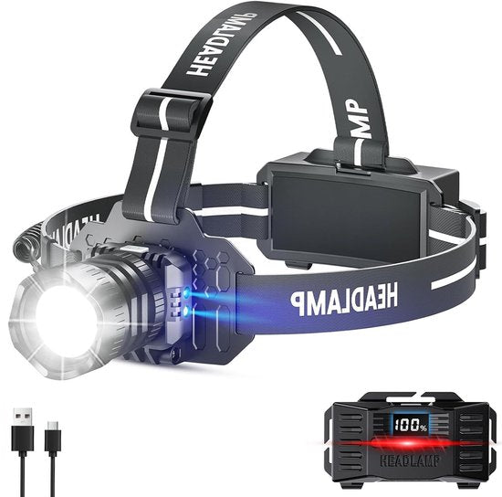 Hoofdlamp LED Oplaadbaar - Bewegingssensor & Rood Licht - 3600 Lumen - 6 lichtstanden- IPX6 Waterdicht - Voor Camping, Werk & Noodpakket
