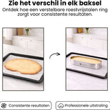 Roestvrijstalen sloffenring - Complete Set - Verstelbaar Bakframe - RVS - 27 - 40 cm – Sloffen – Taarten - Vruchtentaarten - Bakslof Verstelbaar