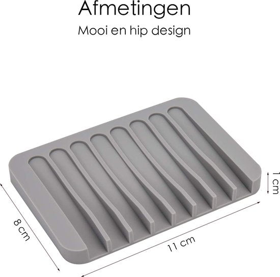Zeepbakje - 2 Stuks - Grijs - Zeephouder - Siliconen - Multifunctioneel in Badkamer, Keuken, Douche of Toilet