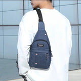 Sasemy - Borsttas Sling Bag Voor Heren - Sling Bag - 2 rits-vakken - Dames - Heren - Blauw #2 - 30 x 16 x 6 - Slingbag - Sbag - Schoudertas - Rugzak - Crossbody bag - Vaderdag Cadeau - Verjaardag Cadeau