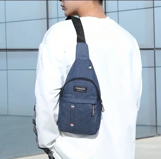 Sasemy - Borsttas Sling Bag Voor Heren - Sling Bag - 2 rits-vakken - Dames - Heren - Blauw #2 - 30 x 16 x 6 - Slingbag - Sbag - Schoudertas - Rugzak - Crossbody bag - Vaderdag Cadeau - Verjaardag Cadeau