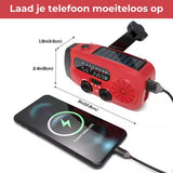 NOVIFY Noodradio - Oplaadbare Radio met Powerbank en Zaklamp - AM/FM - USB-C Kabel - Opladen via Zon, USB & Crank - Survival Radio voor Noodsituaties en Avontuur