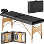 Hoogteverstelbare Massagetafel met Houten Frame - Opvouwbaar Massagebed met Schuimvulling - Zwart