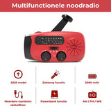 NOVIFY Noodradio - Oplaadbare Radio met Powerbank en Zaklamp - AM/FM - USB-C Kabel - Opladen via Zon, USB & Crank - Survival Radio voor Noodsituaties en Avontuur