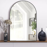 Wandspiegel - Zwart - 76 x 50 cm - Badkamer Spiegel - Make-up Spiegel voor badkamer - Wandgemonteerde spiegel met Metalen Frame