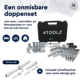 4toolz ® Doppenset 108-delig in Koffer - 72 tands Ratels 1/2
