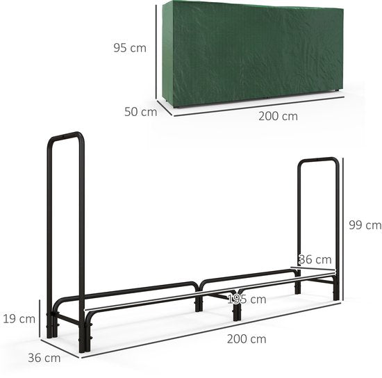 4goodz Houtopslag 200 cm - Waterafstotende 600D Oxford Hoes