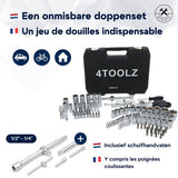 4toolz ® Doppenset 108-delig in Koffer - 72 tands Ratels 1-2