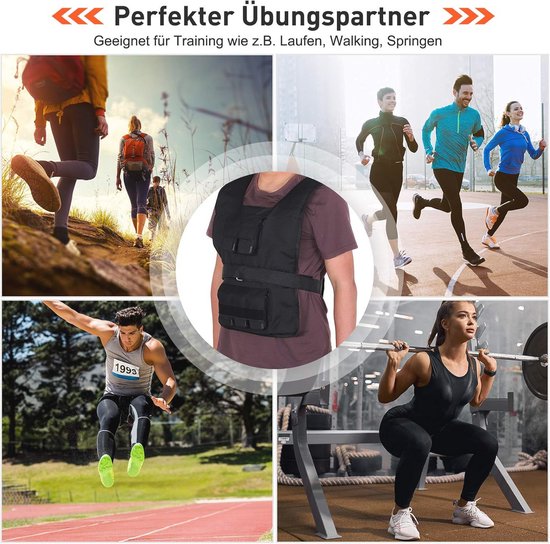 20 kg Gewichtsvest verstelbaar - zwart