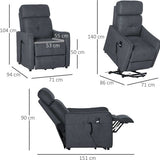 Elektrische Relax fauteuil met opstahulp en ligfunctie - Grijs