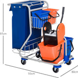 Schoonmaakkar Schoonmaakwagen met Wringer en 4 emmers met wielen