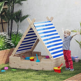 Zandbak met Weerbestendig Tentdak, voor 3 Kinderen 120x120x126,5 cm