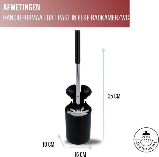 4bathroomz® Dichte Toiletborstel met Wandhouder - Automatische Zwarte Wc borstel