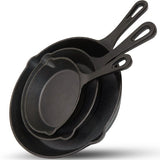 Chefino Gietijzeren Pannenset – 3-delige Skillet Set – Pannenset Inductie – Gietijzeren Pan voor BBQ, Oven en Fornuis – PFAS-vrij en Krasbestendig