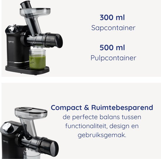 Safecourt Kitchen Slowjuicer - Juicer - Groenten en Fruitpers - BPA-vrij - 700ml - Zwart