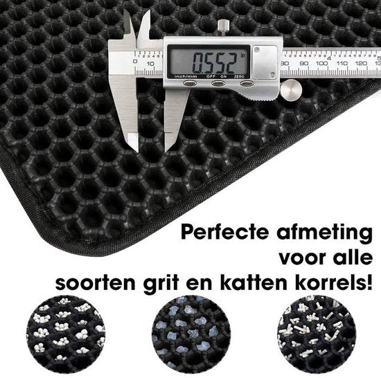 Kattenbakmat - 40 x 50 cm - Waterdicht - Dubbele laag - Honingraatstructuur - Uitloopmat - Placemat Kat - Schoonloopmat Kattenbak - Kattenbak Accessoires - Katten Grit Opvanger - Katten Mat