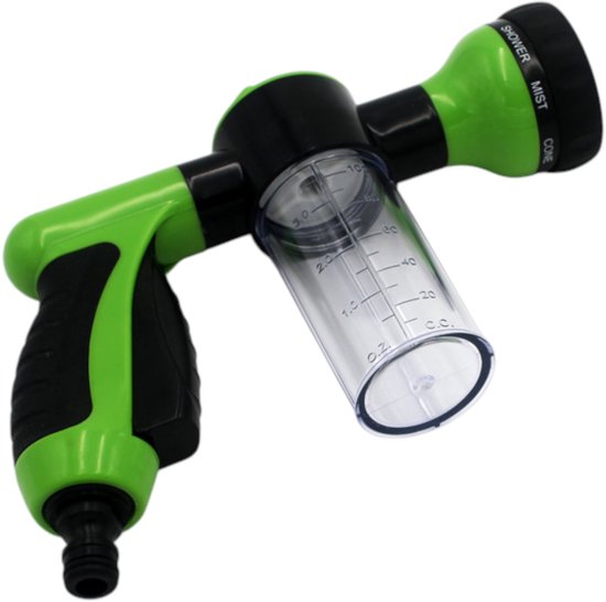 Autospuit met Zeepdispenser – Foam Gun voor Tuinslang – 8 Standen Spuitpistool – Autowas Spuit – Sproeikop met Zeepreservoir
