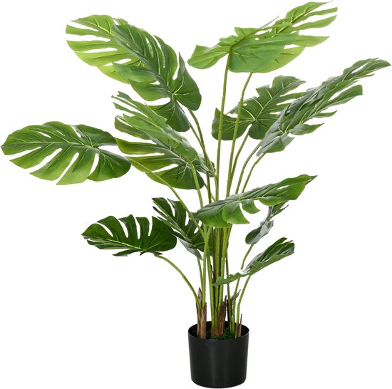 4goodz Kunstplant Monstera 120 cm Kunstplant met Pot en Mos