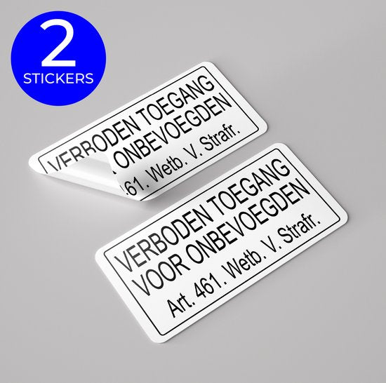 24ME® - 2 Stuks Stickers - Verboden Toegang voor Onbevoegde - 32x16cm - Hoge Kleefkracht