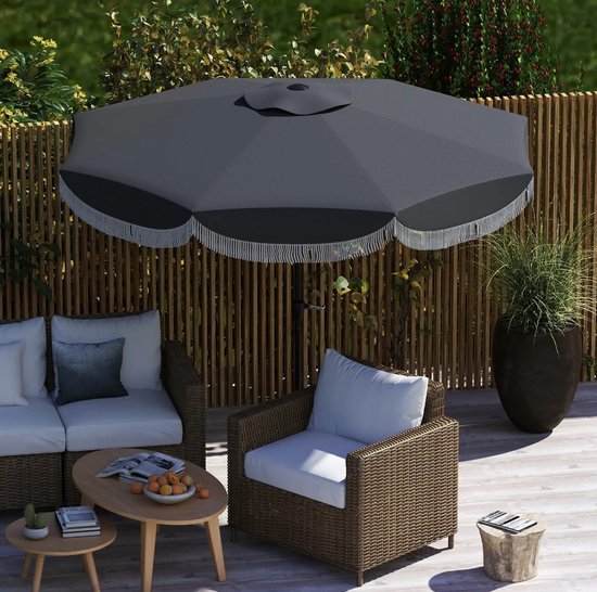 4goodz Kantelbare Parasol met Volant 269 cm - Donkergrijs