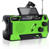 Vesfy Noodradio Solar & Opwindbaar - 2000 mAh Powerbank - AM-FM Radio met LED Zaklamp - Voor Noodpakket, Camping & Stroomuitval
