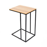 Bijzettafel Industrieel – Laptoptafel Bank – C-vorm Tafel – Smalle Bijzettafel – Houtlook Blad – Metaal Frame – Voor Woonkamer en Slaapkamer