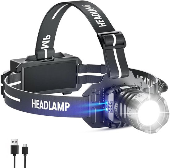 Vesfy Oplaadbare LED Hoofdlamp 3600 Lumen - Bewegingssensor - IPX6 Waterdicht - 6 Lichtstanden - USB Oplaadbaar - Voor Hardlopen, Kamperen & Outdoor
