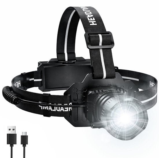 Vesfy Oplaadbare LED Hoofdlamp 3600 Lumen - Bewegingssensor - IPX6 Waterdicht - 6 Lichtstanden - USB Oplaadbaar - Voor Hardlopen, Kamperen & Outdoor