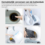 Zwiggi® Automatische kattenbak - Kattenbak zelfreinigend- Kattenbak + 45 Afvalzakjes (3 rollen) & Kattenbakmat - (Werkt met & zonder app) - Wit 65L