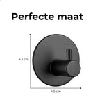 AKSA Home® Handdoekhaakjes Zelfklevend Rond 4 stuks - Handdoekhouder Zwart - Wandhaak - Haken - Ophanghaken