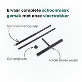AKSA Home® Vloertrekker - Douchewisser - Trekker Douche - RVS Vloerwisser - met Steel - Zwart