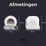 Zwiggi® Automatische kattenbak - Kattenbak zelfreinigend- Kattenbak + 45 Afvalzakjes (3 rollen) & Kattenbakmat - (Werkt met & zonder app) - Wit 65L