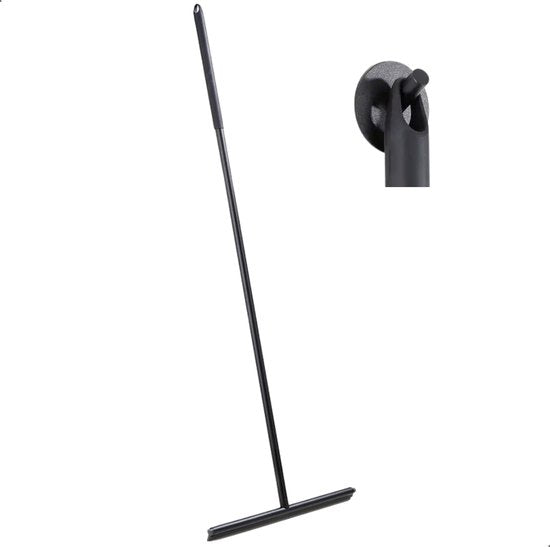 AKSA Home® Vloertrekker - Douchewisser - Trekker Douche - RVS Vloerwisser - met Steel - Zwart