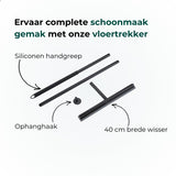 AKSA Home® Vloertrekker - Douchewisser - Trekker Douche - RVS Vloerwisser - met Steel - Zwart