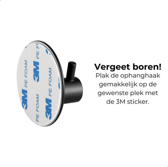 AKSA Home® Handdoekhaakjes Zelfklevend Rond 4 stuks - Handdoekhouder Zwart - Wandhaak - Haken - Ophanghaken
