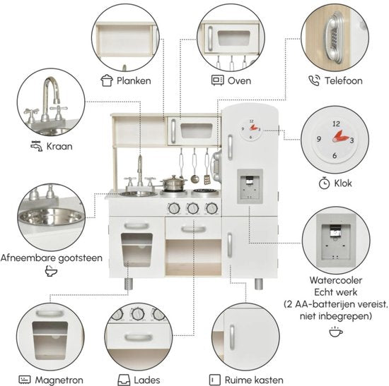 4goodz Uitgebreide Speelkeuken Kinderkeuken met toebehoren 30x74x81cm