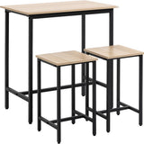 Bartafelset in industrieel design, 3-delig, 1 tafel, 2 krukken, Zwart + Natuur