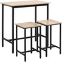 Bartafelset in industrieel design, 3-delig, 1 tafel, 2 krukken, Zwart + Natuur