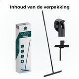AKSA Home® Vloertrekker met Raamwisser - Douchewisser - Trekker Douche - RVS Vloerwisser - met Steel - Zwart